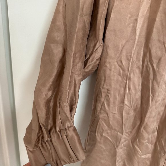 Lunya Washable Silk Robe XS/S Otium Tan Self Tie Belt Hypoallergenic Sleepwear - Picture 4 of 9